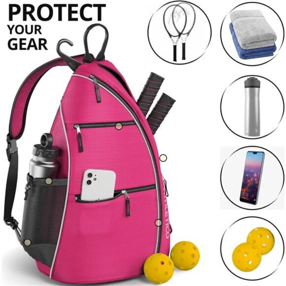 Athletico Sling Bag - Crossbody Backpack for Pickleball, Tennis, Racketball - Picture 5 of 7